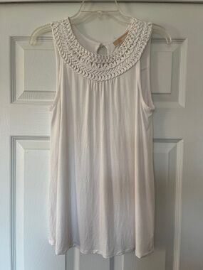 Michael Kors Braided Neckline Sleeveless Top